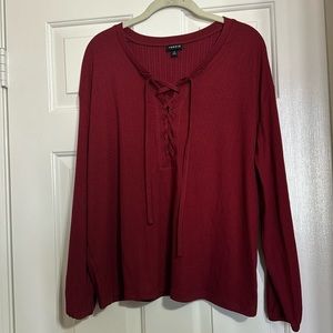 Torrid Lace Front Burgundy Knit Top
